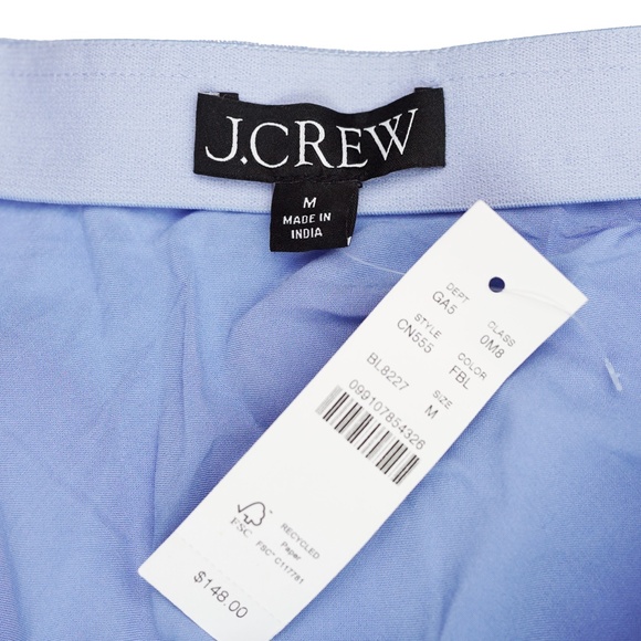 New J.CREW Size M Gwyneth Flounce-Hem Slip Skirt in Linen French Blue $148 CN555 - Picture 4 of 4